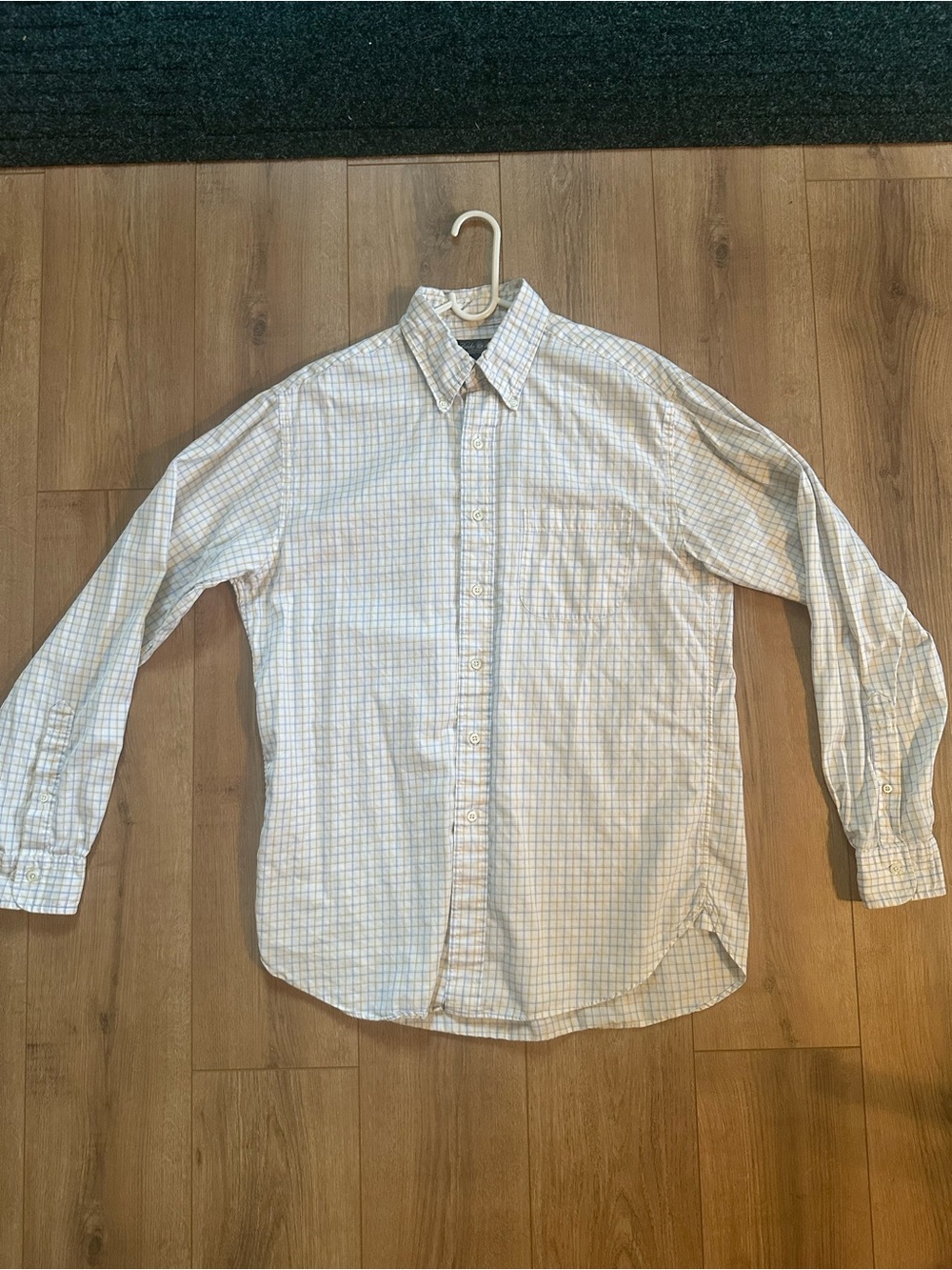 Men's Brooks Brothers White/Yellow/Blue Plaid Button-Down Shirt